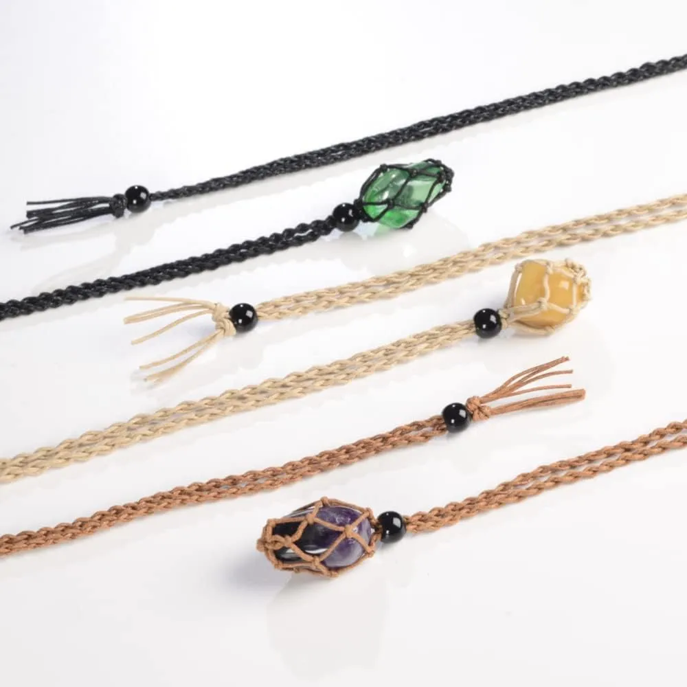 18 PCS Crystal Cage Necklace Holder Necklace Cord Empty Stone Holder Replacement Hand-Woven Necklace Cord with Adjustable Length