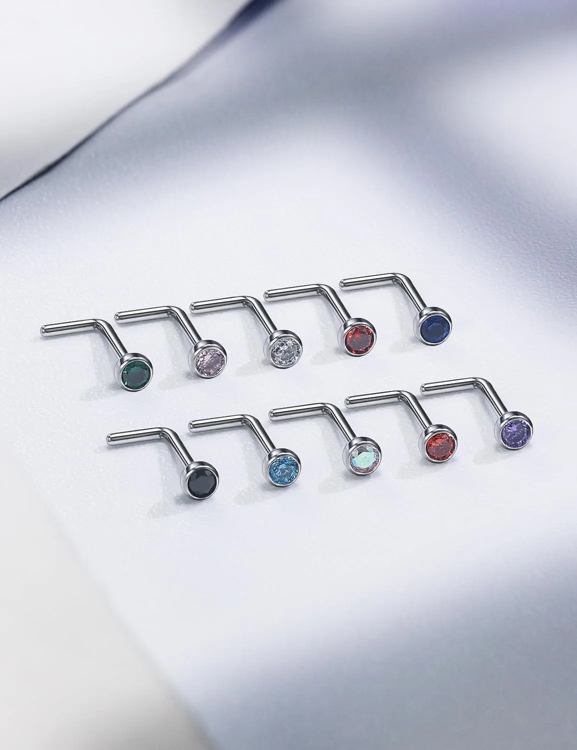 18G 20G 22G Astm F136 Titanium Nose Rings Studs Piercing Jewelry for Women Men Cubic Zirconia Nose Rings Nostril Piercing Jewelry Diamond Clear CZ 1.5mm 2mm 2.5mm 3mm 10PCS