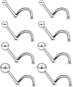 18G 20G 22G Astm F136 Titanium Nose Rings Studs Piercing Jewelry for Women Men Nose Nostril Piercing Jewelry Top Ball 1.5mm 2mm 2.5mm 3mm 4 Pair