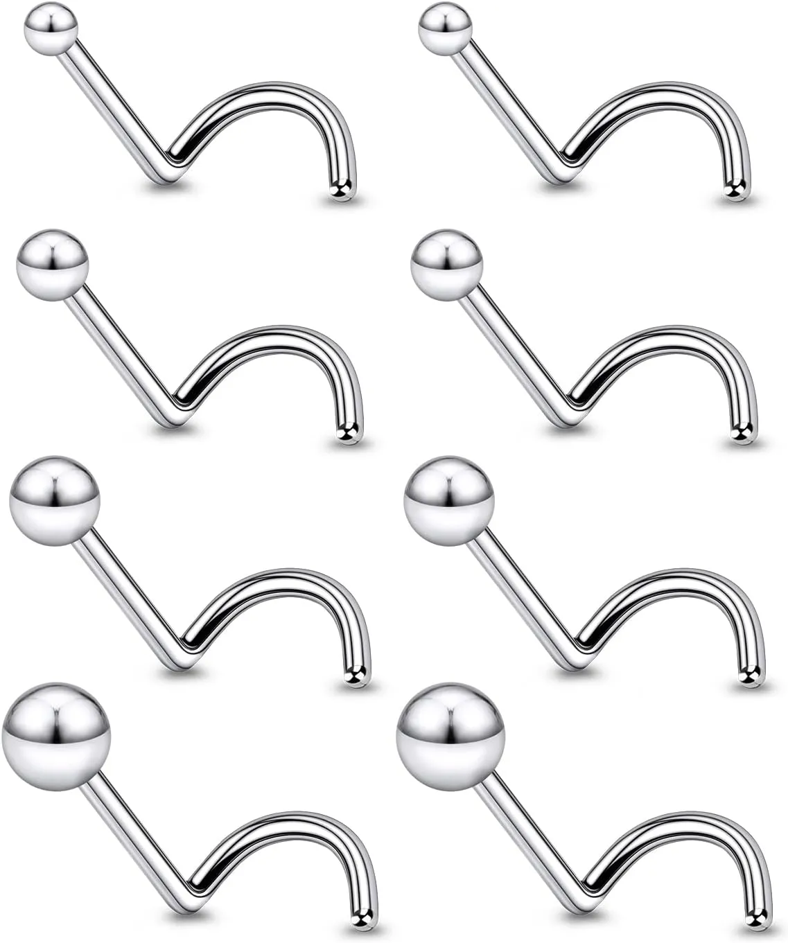 18G 20G 22G Astm F136 Titanium Nose Rings Studs Piercing Jewelry for Women Men Nose Nostril Piercing Jewelry Top Ball 1.5mm 2mm 2.5mm 3mm 4 Pair