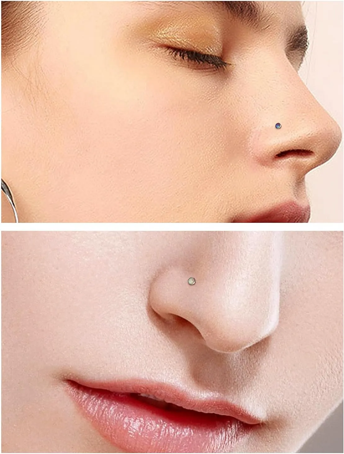 18G 20G 22G Astm F136 Titanium Nose Rings Studs Piercing Jewelry for Women Men Opal Nose Rings Nostril Piercing Jewelry Top Opal 1.5mm 2mm 2.5mm 3mm 5PCS