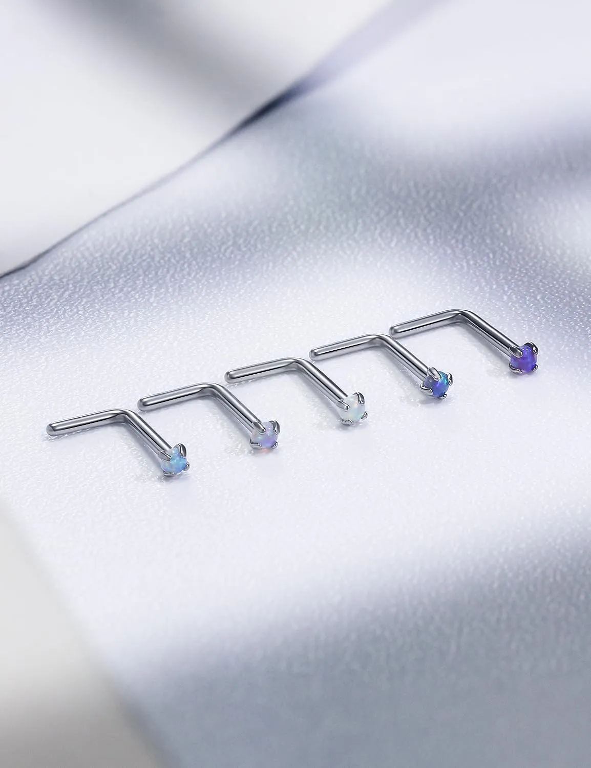18G 20G 22G Astm F136 Titanium Nose Rings Studs Piercing Jewelry for Women Men Opal Nose Rings Nostril Piercing Jewelry Top Opal 1.5mm 2mm 2.5mm 3mm 5PCS