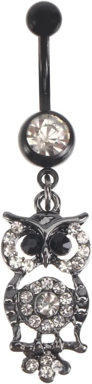 1Pc Stylish Owl Navel Ring with Zircon Elegant Belly Button Jewelry for Body Piercing present for Friends Family Comfortable Durable Design Women Accessory