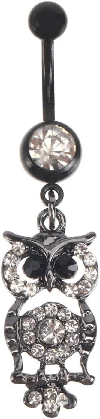 1Pc Stylish Owl Navel Ring with Zircon Elegant Belly Button Jewelry for Body Piercing present for Friends Family Comfortable Durable Design Women Accessory