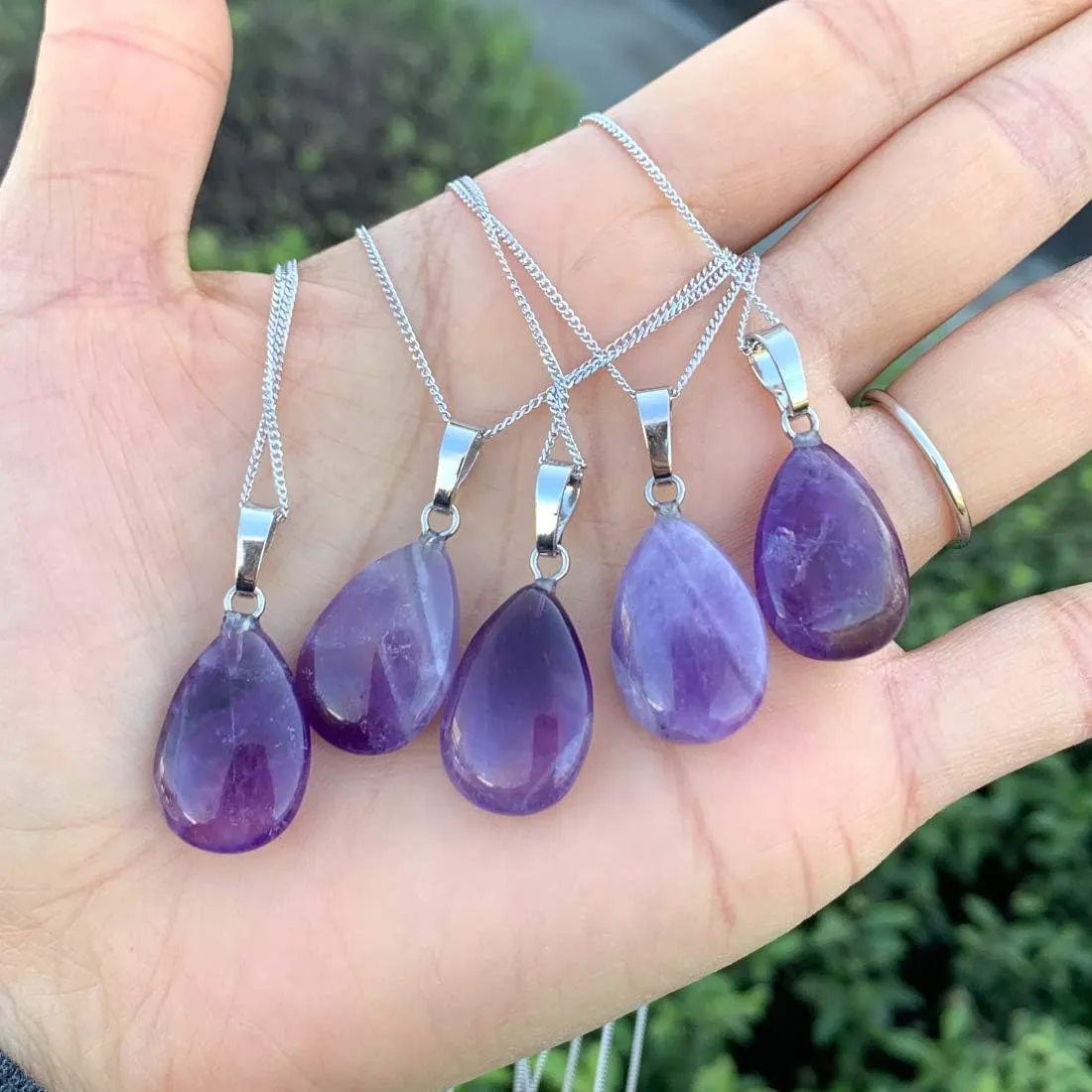 1pcs Adabele Genuine Sterling Silver Gemstone Pendant Necklace 18 inch Natural Healing Crystal Chakras Stone Hypoallergenic Nickel Free Fine Women Jewelry