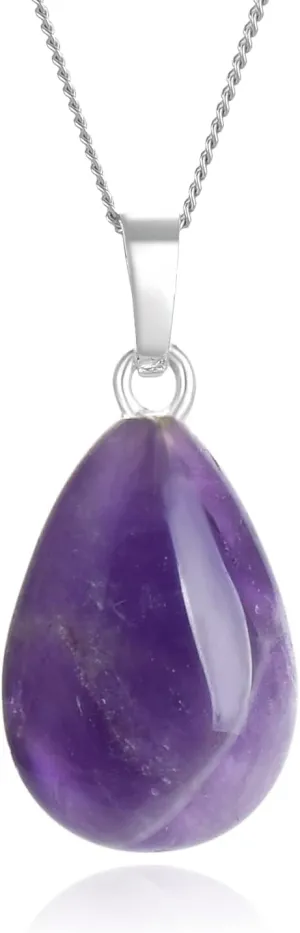 1pcs Adabele Genuine Sterling Silver Gemstone Pendant Necklace 18 inch Natural Healing Crystal Chakras Stone Hypoallergenic Nickel Free Fine Women Jewelry