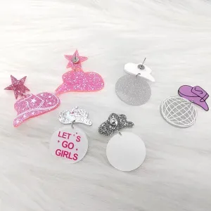 2-3 Pairs Western Earrings for Women Cowgirl Cowboy Drop Dangle Earrings Disco Acrylic Howdy Yeehaw Earring Y2k Jewelry Nashville Bachelorette Party Outfits Accessories
