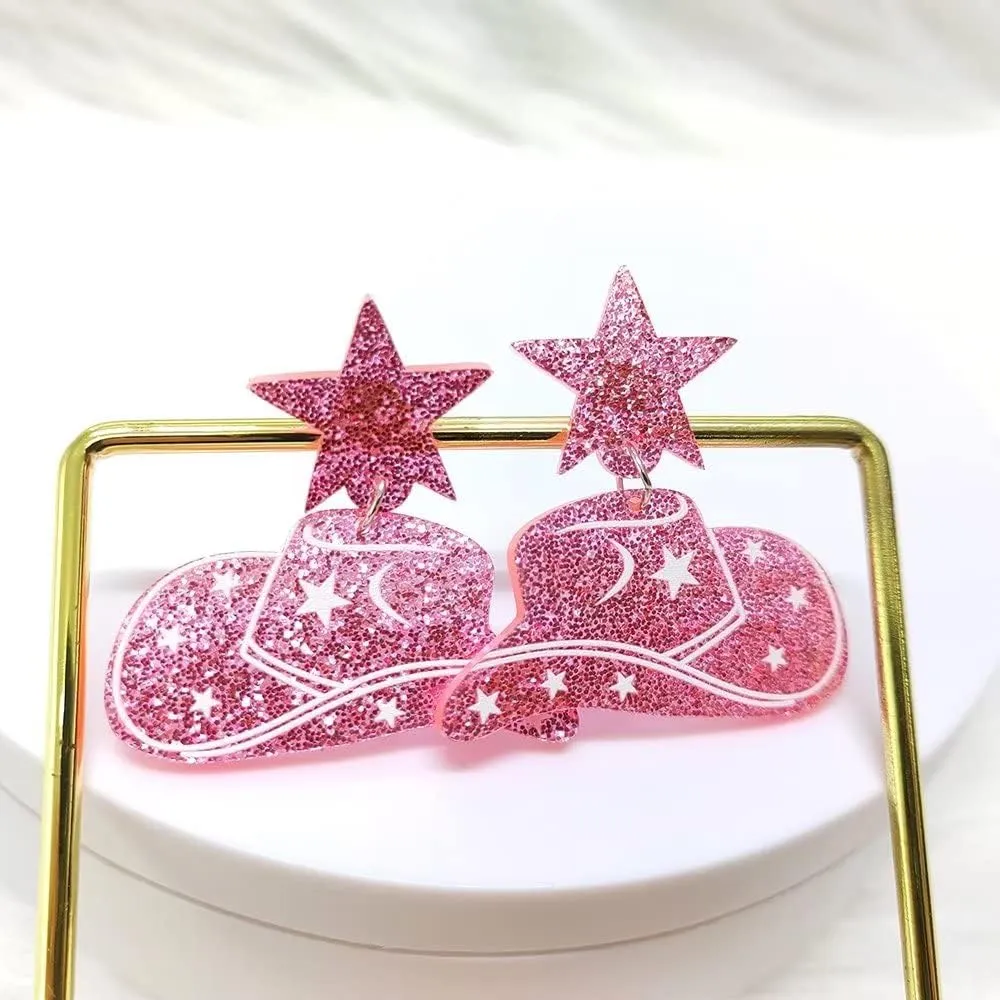 2-3 Pairs Western Earrings for Women Cowgirl Cowboy Drop Dangle Earrings Disco Acrylic Howdy Yeehaw Earring Y2k Jewelry Nashville Bachelorette Party Outfits Accessories