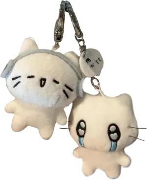 2 Pack Creative Soft Plush Keyring Pendant Cats Shape Bag Charm Multifunctional Bag Accessory for Daily Party