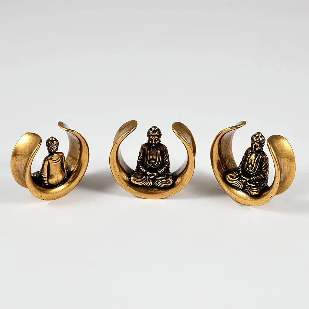 2 PCS Stainless Steel Ear Tunnel Plugs - Bronze Buddha & Drum Body Jewelry, Hypoallergenic U-Shaped Ear Expander for 8mm-25mm Stretching (Men Women, Daily/Events)