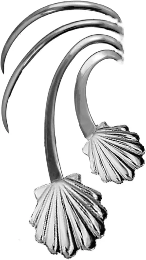 2 Shell Short Sterling Silver Ear Cuffs Earrings (Right)
