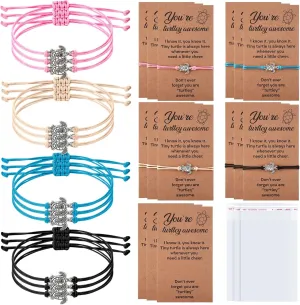 24 Sets Sea Turtle Bracelets for Women with Wish Cards Appreciation Gifts Adjustable String Turtle Charms Bracelets Inspirational Jewelry Gifts for Women Man Friendship Employee