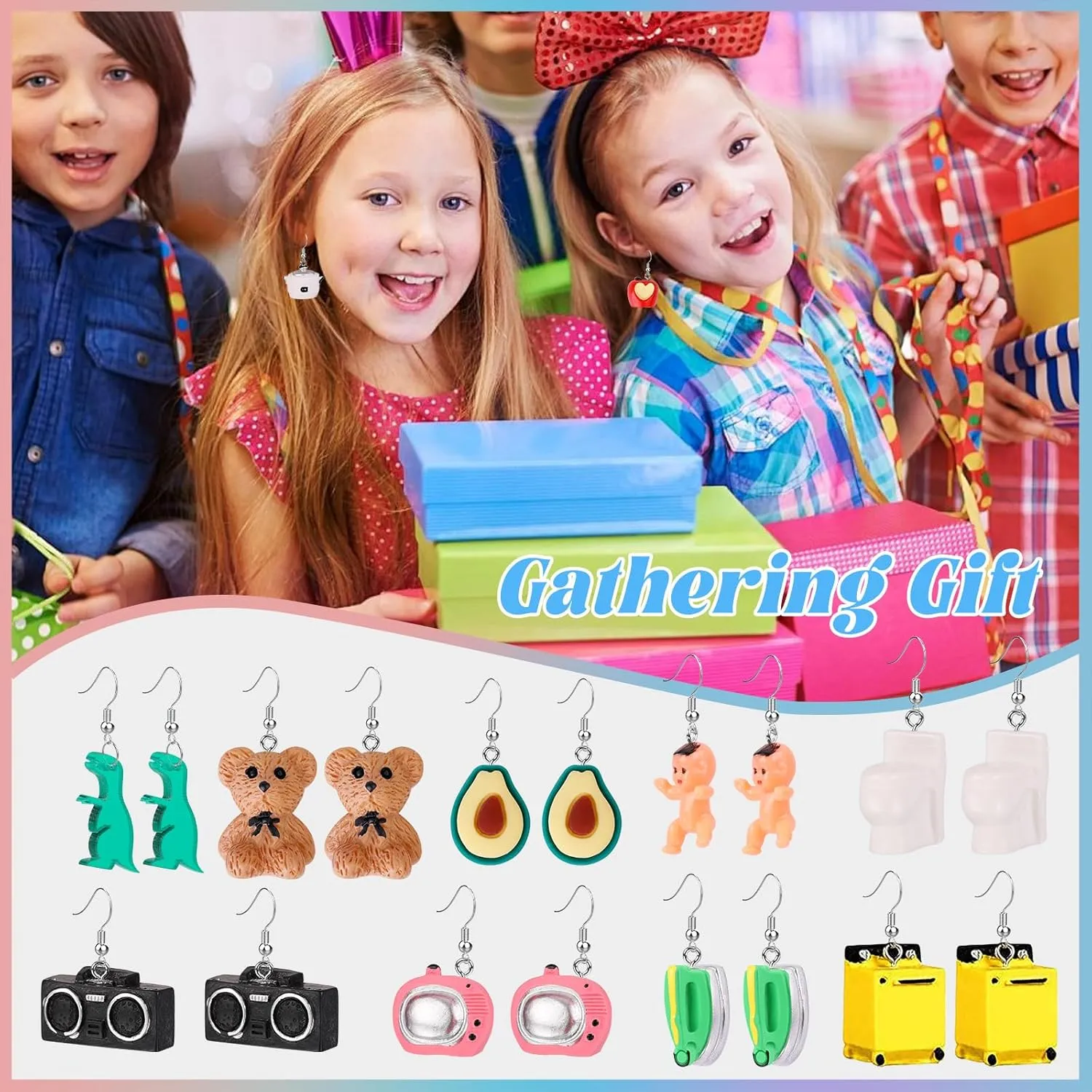 28 Pairs Weird Cute Earrings Funny Kawaii Indie Funky Earrings Including Gummy Bear Water Bottle Food Mushroom Boba Tea Earrings Goldfish Flowers Dangle Earrings for Women