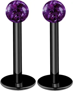 2pcs 16g labret studs Black titanium G23 Rings Cartilage Spider Bites Lip Monroe Tragus Stud Conch Studs Helix B2ICB