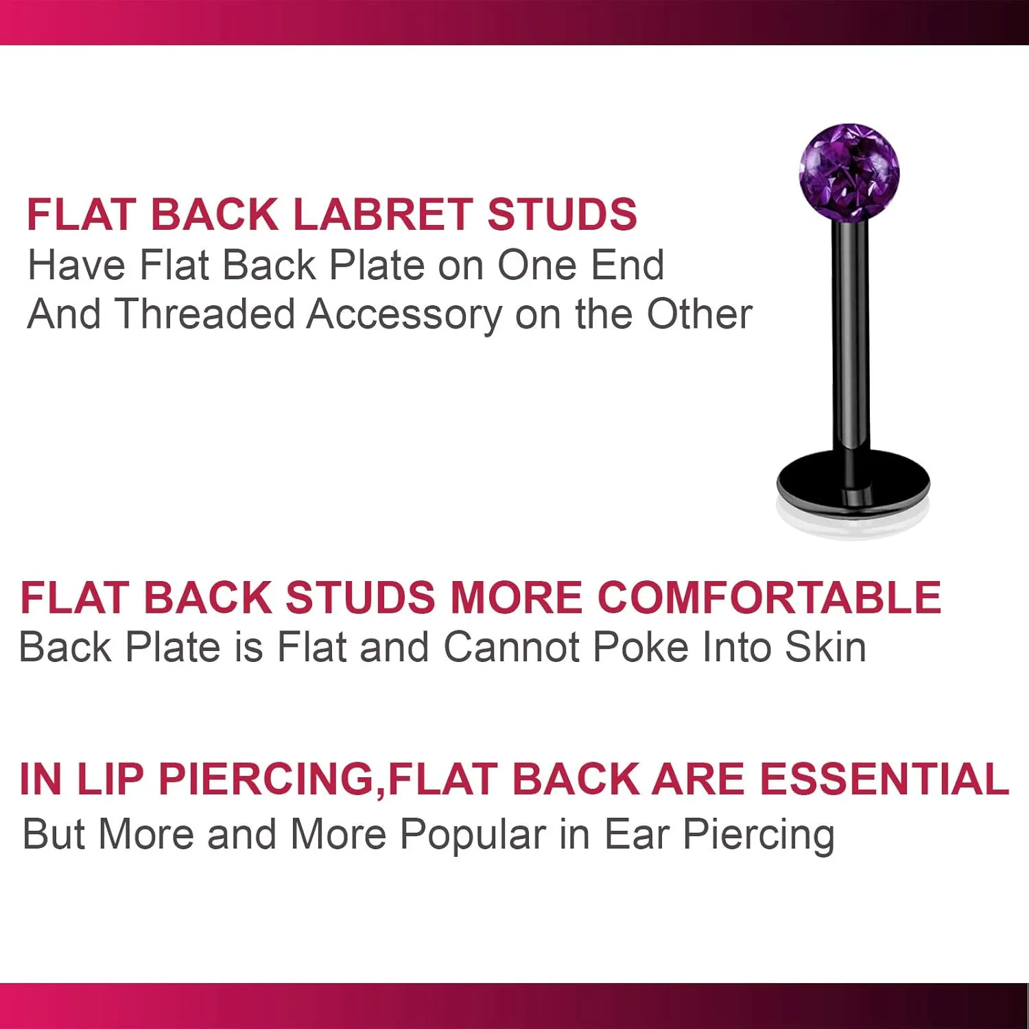 2pcs 16g labret studs Black titanium G23 Rings Cartilage Spider Bites Lip Monroe Tragus Stud Conch Studs Helix B2ICB
