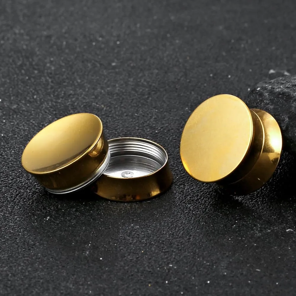 2PCS Basic Gauges for Ear Hypoallergenic 316 Stainless Steel Ear Gauges Plugs Tunnels 8mm-25mm (0G-1") Body Piercing Jewelry for Women Men
