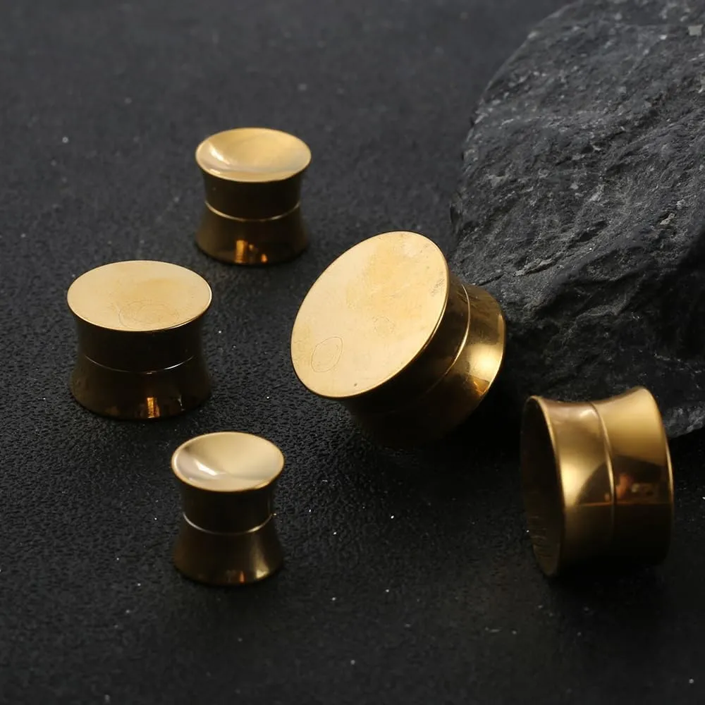 2PCS Basic Gauges for Ear Hypoallergenic 316 Stainless Steel Ear Gauges Plugs Tunnels 8mm-25mm (0G-1") Body Piercing Jewelry for Women Men