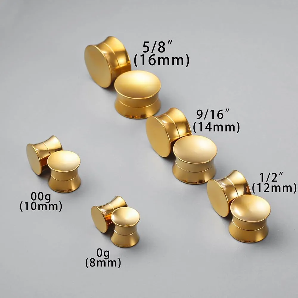 2PCS Basic Gauges for Ear Hypoallergenic 316 Stainless Steel Ear Gauges Plugs Tunnels 8mm-25mm (0G-1") Body Piercing Jewelry for Women Men