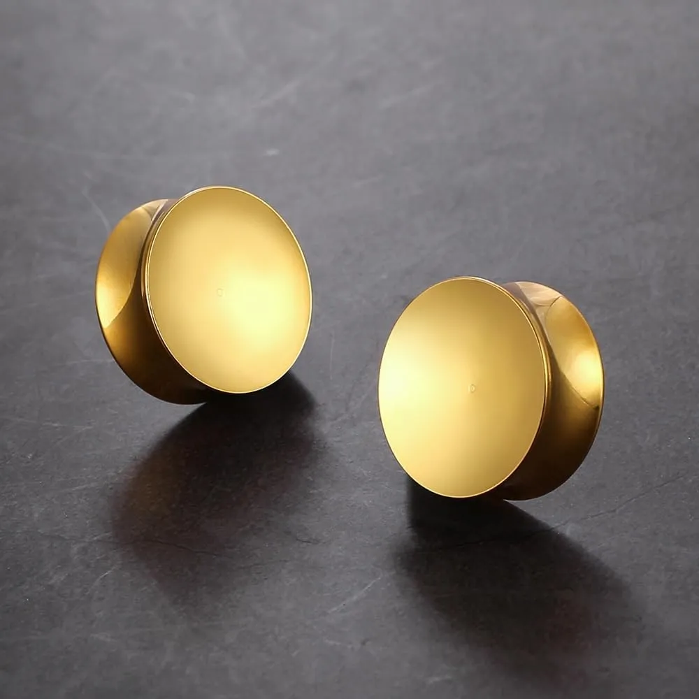 2PCS Basic Gauges for Ear Hypoallergenic 316 Stainless Steel Ear Gauges Plugs Tunnels 8mm-25mm (0G-1") Body Piercing Jewelry for Women Men