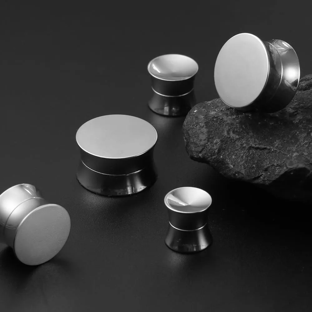 2PCS Basic Gauges for Ear Hypoallergenic 316 Stainless Steel Ear Gauges Plugs Tunnels 8mm-25mm (0G-1") Body Piercing Jewelry for Women Men