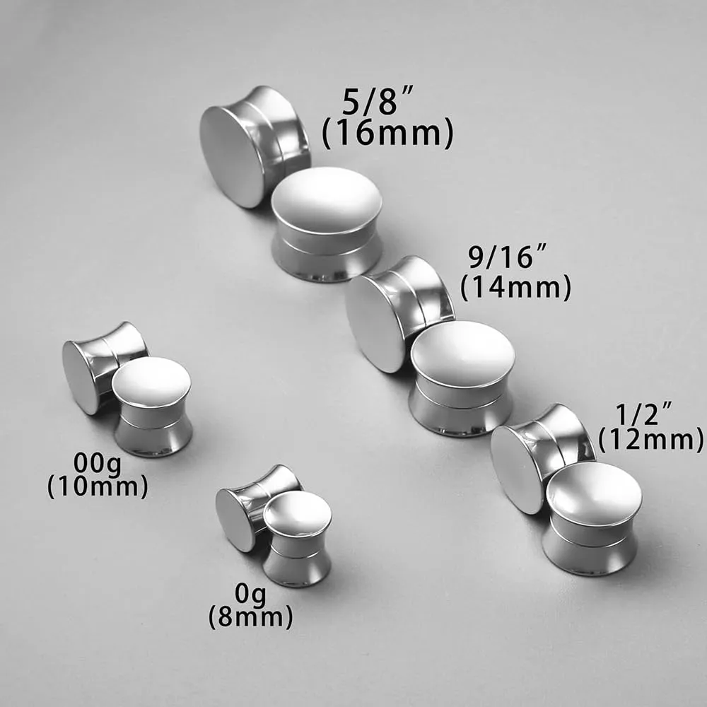 2PCS Basic Gauges for Ear Hypoallergenic 316 Stainless Steel Ear Gauges Plugs Tunnels 8mm-25mm (0G-1") Body Piercing Jewelry for Women Men