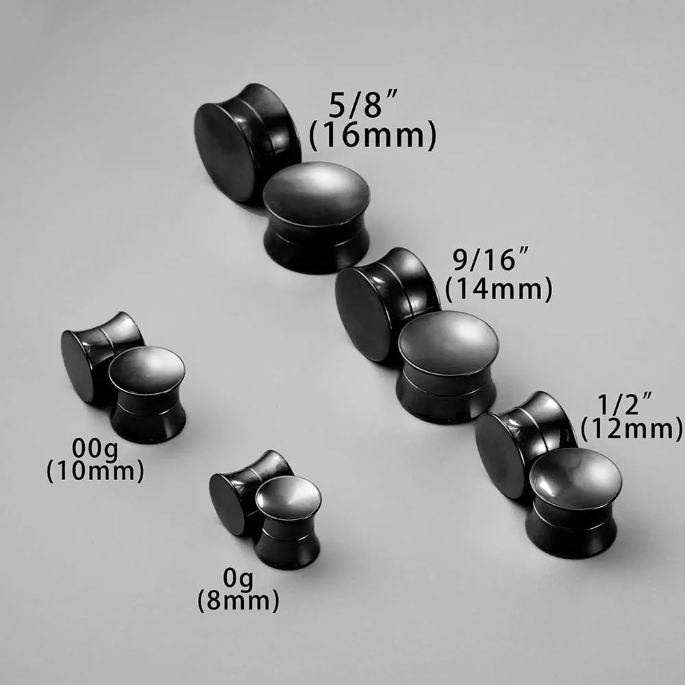 2PCS Basic Gauges for Ear Hypoallergenic 316 Stainless Steel Ear Gauges Plugs Tunnels 8mm-25mm (0G-1") Body Piercing Jewelry for Women Men