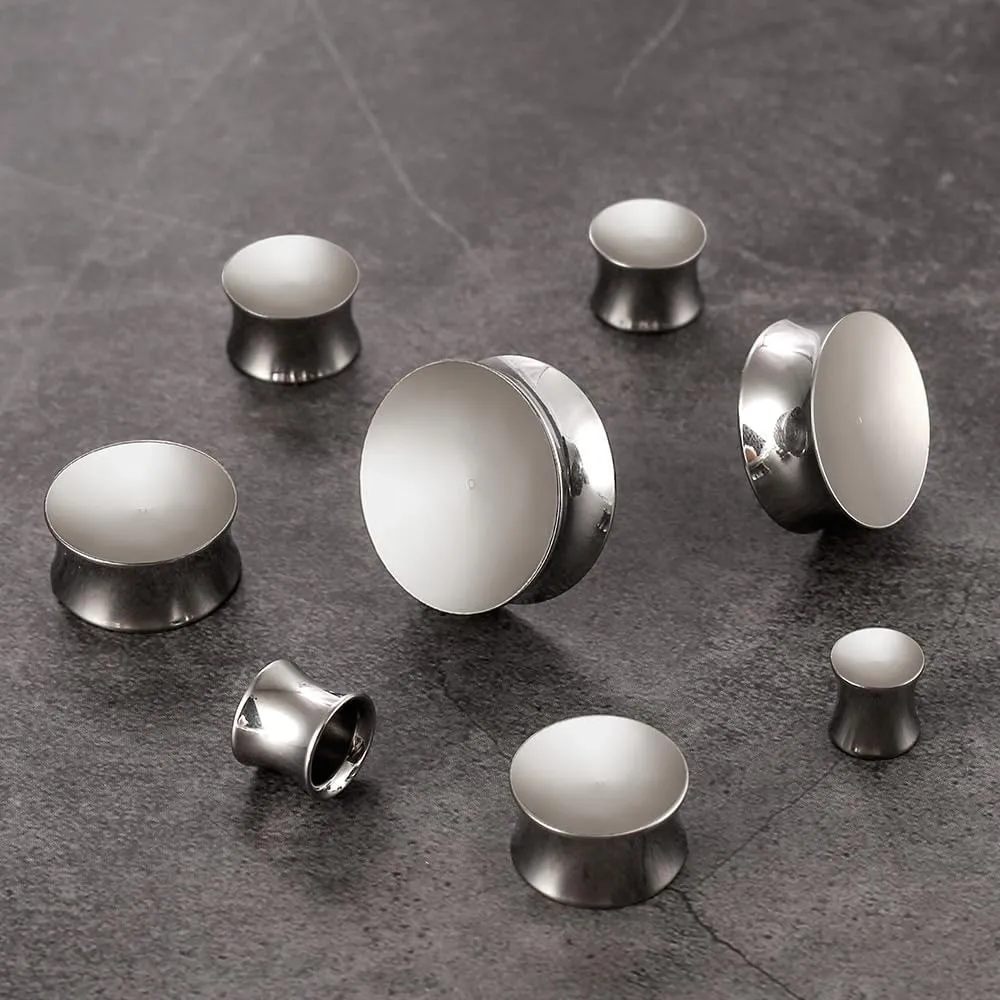 2PCS Basic Gauges for Ear Hypoallergenic 316 Stainless Steel Ear Gauges Plugs Tunnels 8mm-25mm (0G-1") Body Piercing Jewelry for Women Men