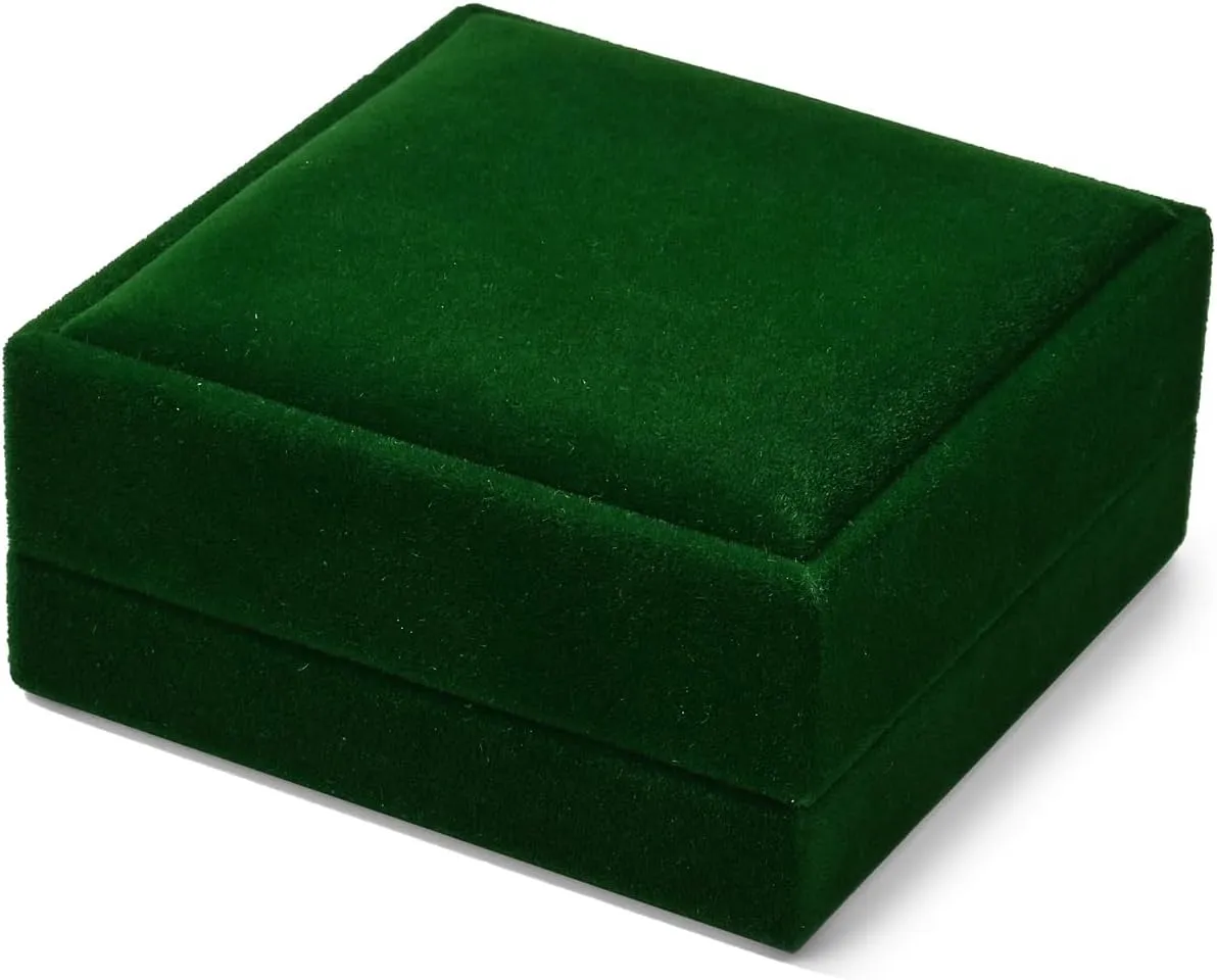 3 in 1 Velvet Jewelry Set Gift Box Earring Gift Box Ring Necklace Boxes Small Jewelry Storage Boxes for Travel Birthday Mother's Day Valentine's Day Gifts (Dark Green)