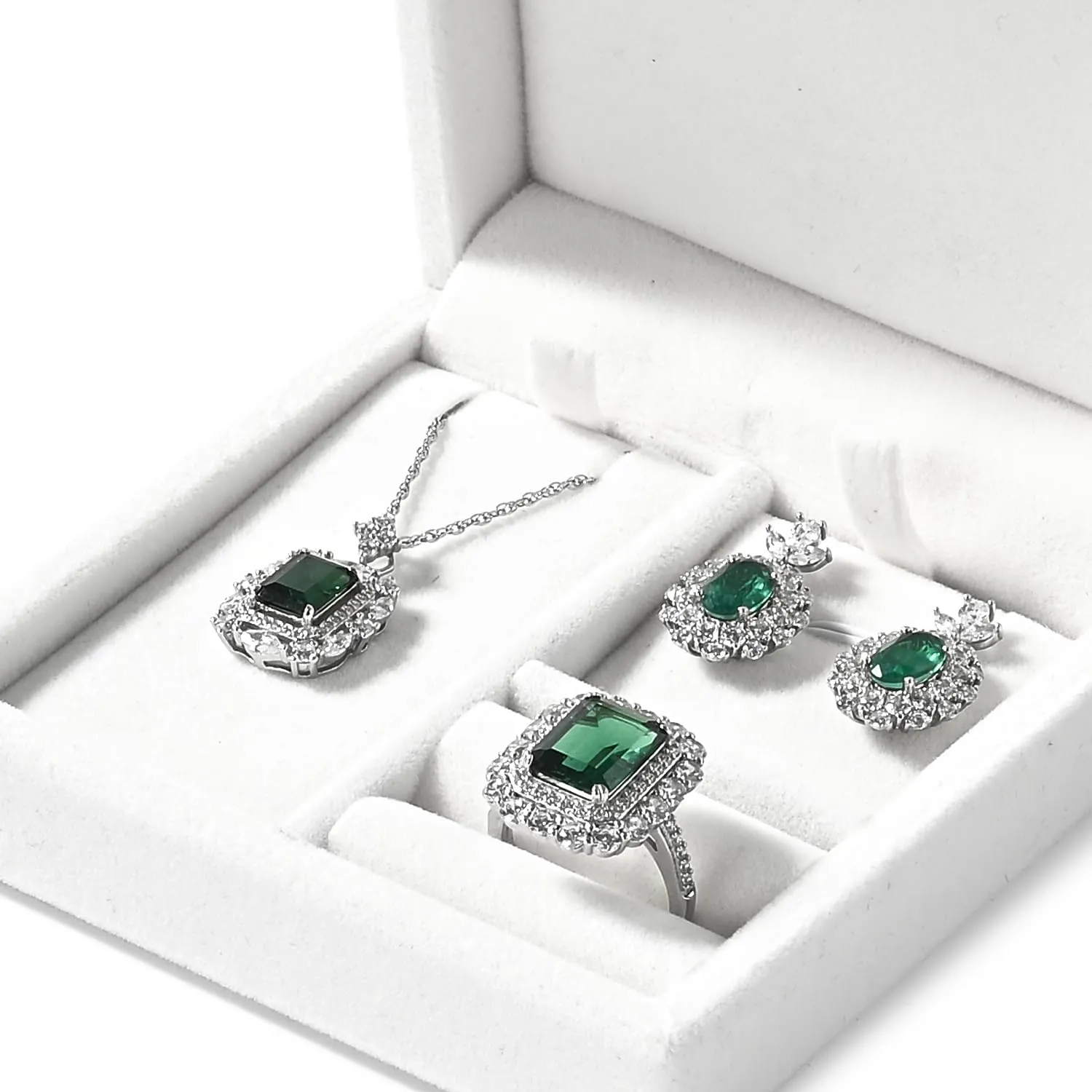 3-in-1 Velvet Jewelry Set Gift Box: Earring, Ring, Necklace Boxes - Small Jewelry Storage for Travel, Birthday, Mother's Day, Valentine's Day Gifts (White)