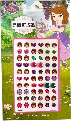 30 Pairs Stick On Earrings - Cute Princess Stick On Earrings for Little Girls 4-6 Sticker Earrings Self-Adhesive Gem Sticky Earrings For Kids (Princess-02)