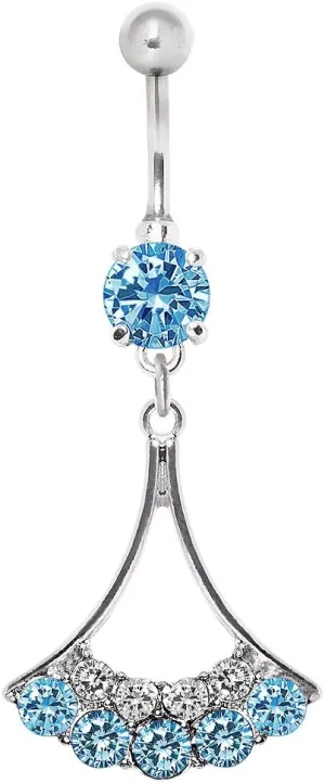 316L Navel Ring with Elegant Gemmed Chandelier Style Dangle