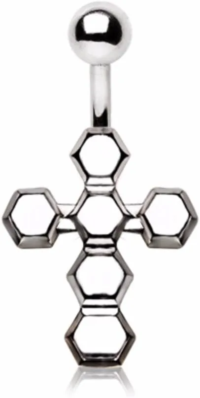 316L Stainless Steel Classic Bubble Cross Navel Ring