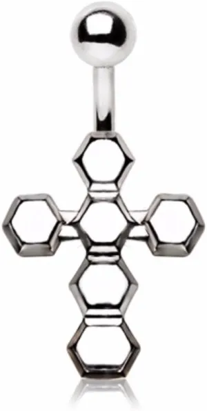 316L Stainless Steel Classic Bubble Cross Navel Ring
