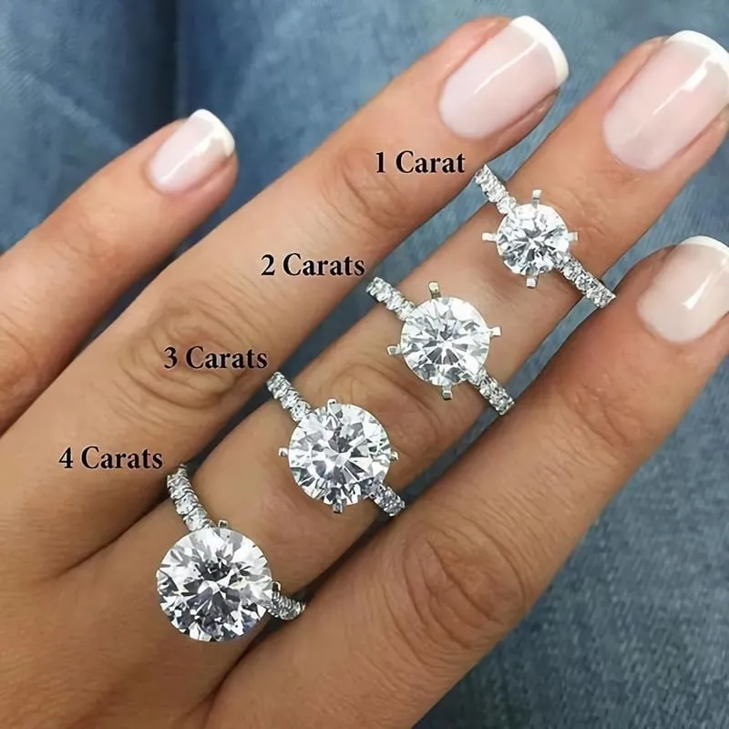 3.2 Carat (ctw) Moissanite Engagement Rings for women Platinum Plated Silver Ring moissanite rings