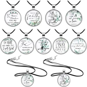 36 Pcs Bible Verse Necklace for Women Men Christian Prayer Necklace Bulk Scripture Pendant with 18 Inch Chain Inspirational Religious Jewelry Spiritual Fathers Day Gifts for Church