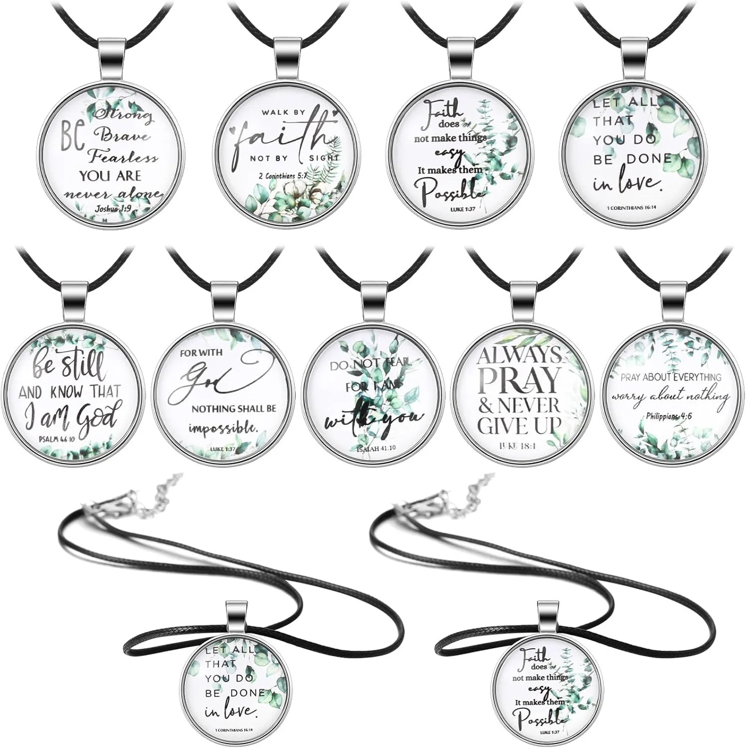 36 Pcs Bible Verse Necklace for Women Men Christian Prayer Necklace Bulk Scripture Pendant with 18 Inch Chain Inspirational Religious Jewelry Spiritual Fathers Day Gifts for Church