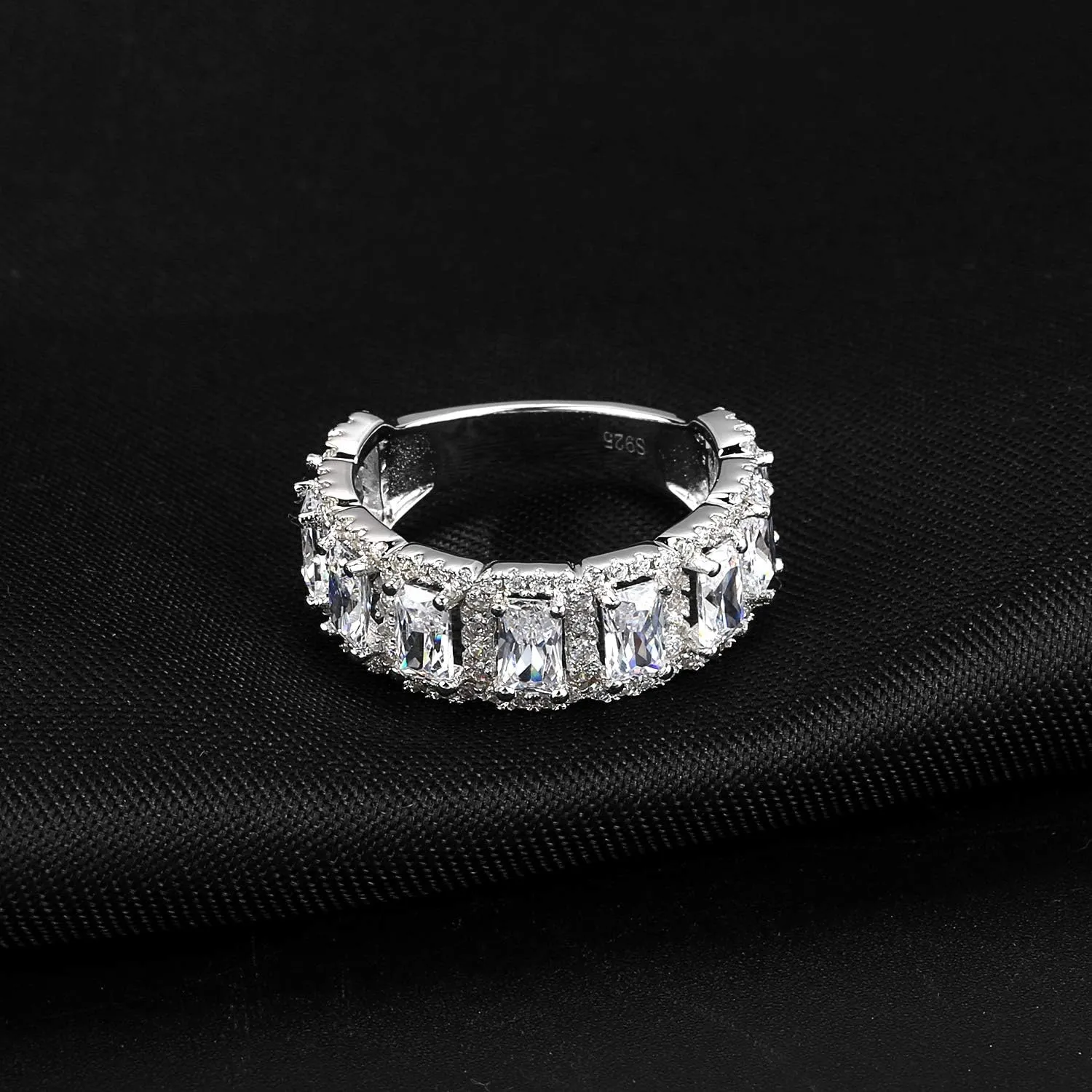 3.99CT 925 Sterling Silver Cubic Zirconia Bridal Rings Sets Rectangle Cut CZ Engagement Rings Wedding Band for Women Size 5-10