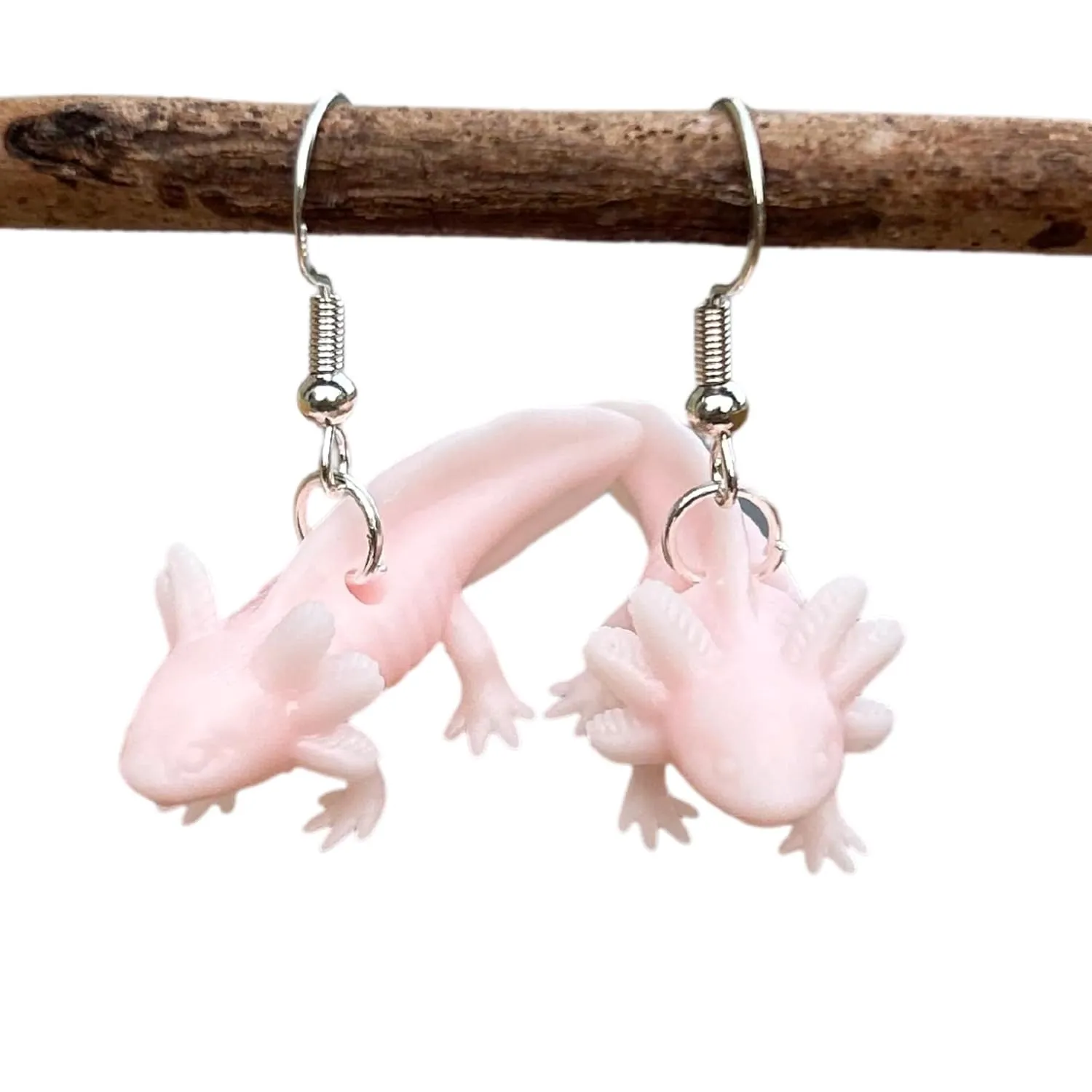 3D Print Handmade Earrings Axolotl Amphibian Statement accessories for women and girls frog lovers anatomy quirky cute unique mini tiny interesting fun