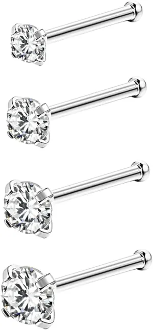 4-6pcs 20g Nose Rings Studs Surgical Steel Nose Rings CZ L Shaped Corkscrew Nose Ring Studs for Women Men Small Cute Silver Rose Gold Black Nose Rings Stud 1.5mm 2mm 2.5mm 3mm Nostril Piercing jewelry
