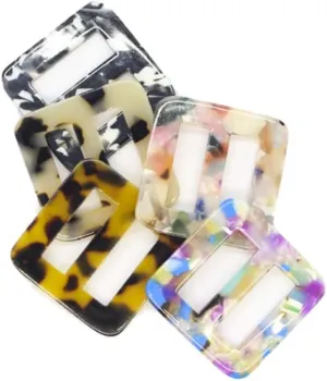4 Pcs Acetic Acid Rectangle Shape Scarf Ring Tee Shirt Clips T-Shirt Clasp Clip Ring Clothing Ring Wrap Holder for Women Lady Girls(Random Color)