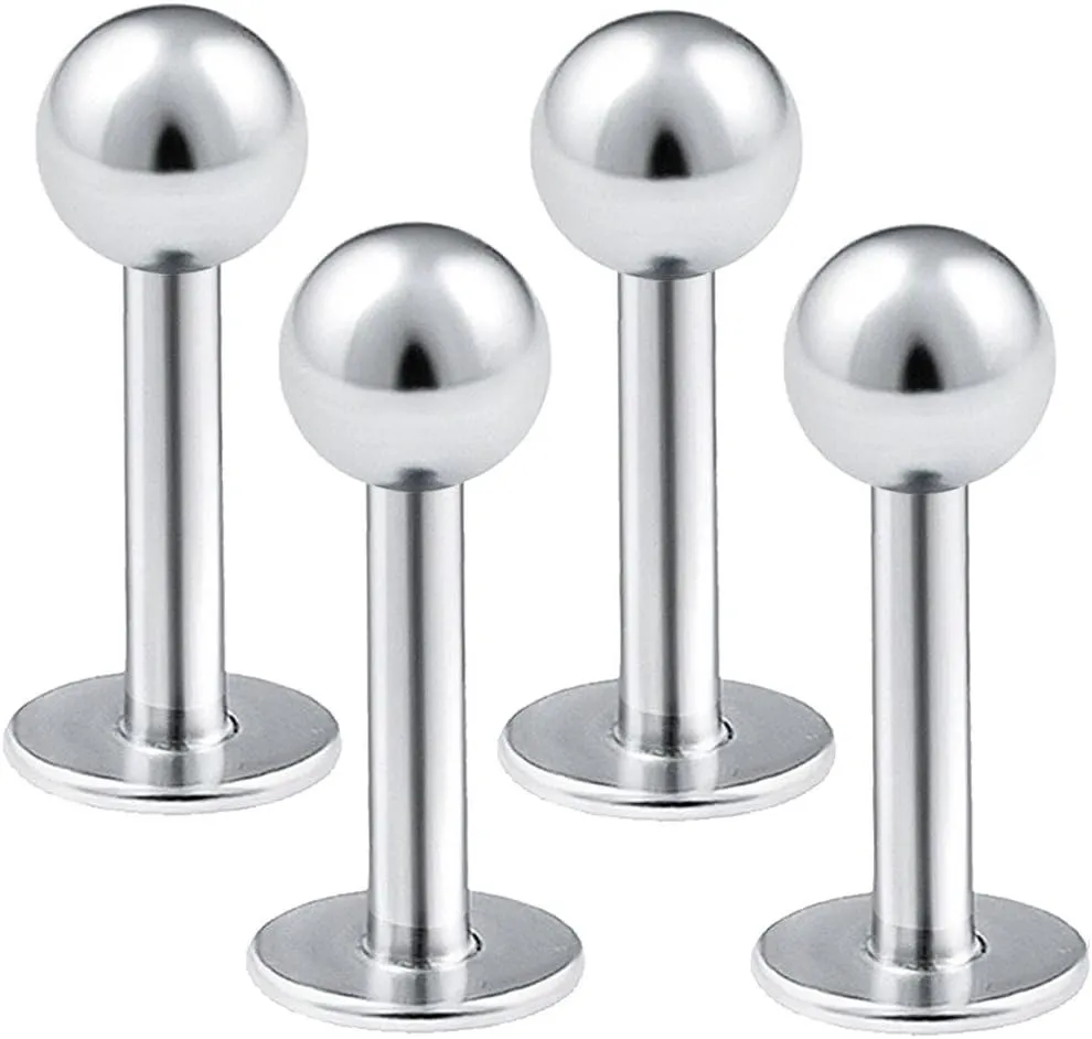 4pcs 14g Labret Studs Lip Ring Snake Spider Bite Forward Helix Monroe Dahlia Inner Conch Surgical Steel 4mm Ball Pick Size