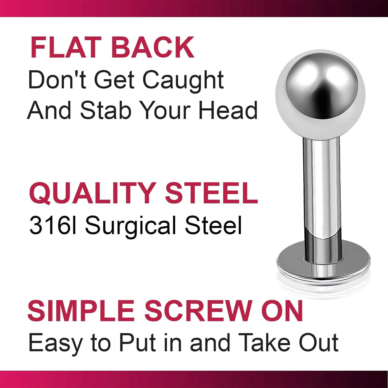 4pcs 14g Labret Studs Lip Ring Snake Spider Bite Forward Helix Monroe Dahlia Inner Conch Surgical Steel 4mm Ball Pick Size