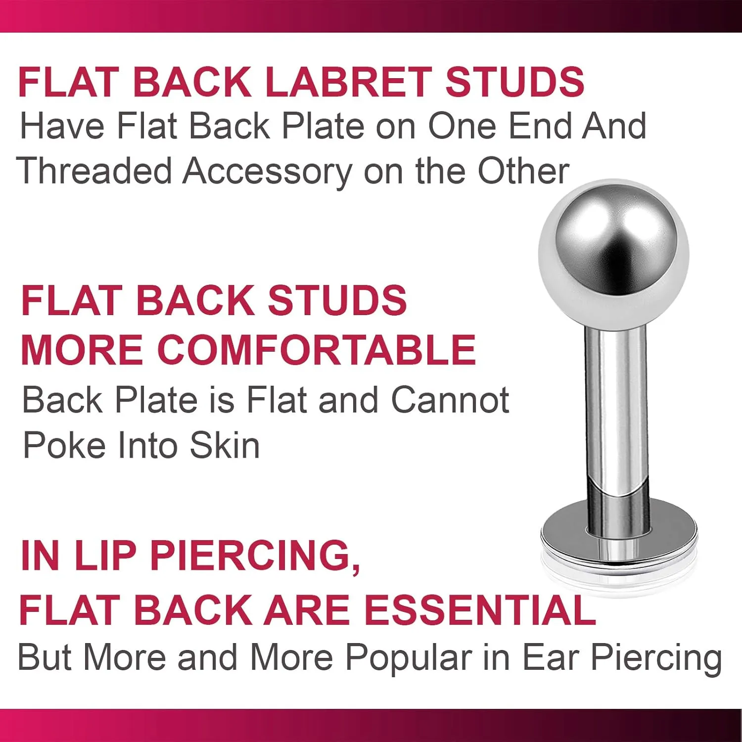 4pcs 14g Labret Studs Lip Ring Snake Spider Bite Forward Helix Monroe Dahlia Inner Conch Surgical Steel 4mm Ball Pick Size