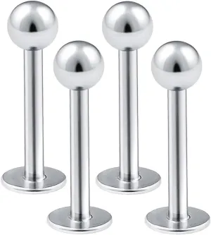 4pcs 14g Labret Studs Lip Ring Snake Spider Bite Forward Helix Monroe Dahlia Inner Conch Surgical Steel 4mm Ball Pick Size