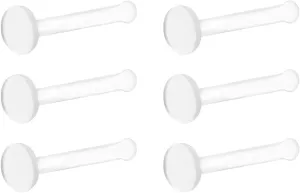 6Pcs 16G-18G Nose Rings Clear Bioflex Nose Bone Pin Stud Retainer 3.5mm Flat Top Nose Piercing Clear Retainers 10mm, Metal Free, Allergy Free