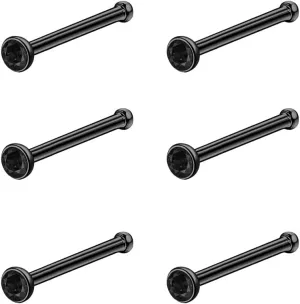 6pcs 20g Nose Studs Black Rose Gold Nose Rings Stainless Steel L Shaped Corkscrew Nose Ring Studs for Women Men Small Cute Nose Rings Stud 3mm Cz Nostril Piercing Jewelry