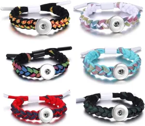 6pcs Leather Bracelet Bangle for 18mm Snap Button Jewelry (6)