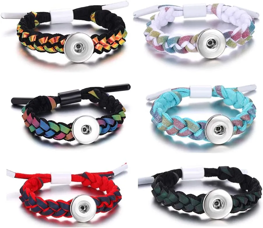 6pcs Leather Bracelet Bangle for 18mm Snap Button Jewelry (6)