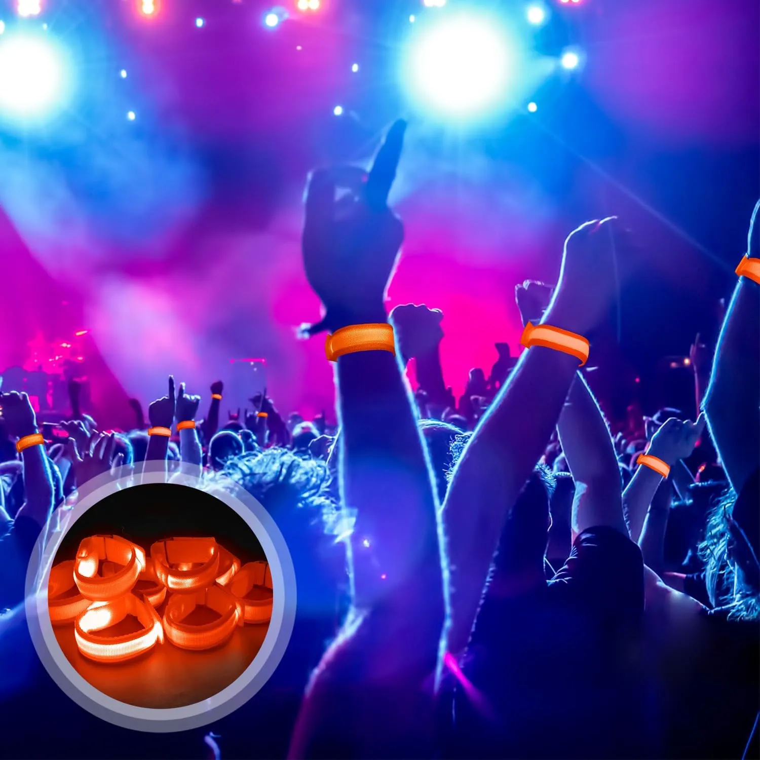 8pcs LED Light Up Bracelets Glow Flashing Wristbands Glow in The Dark Party Supplies for Wedding, Raves, Concert, Camping,Sporting Events, Party