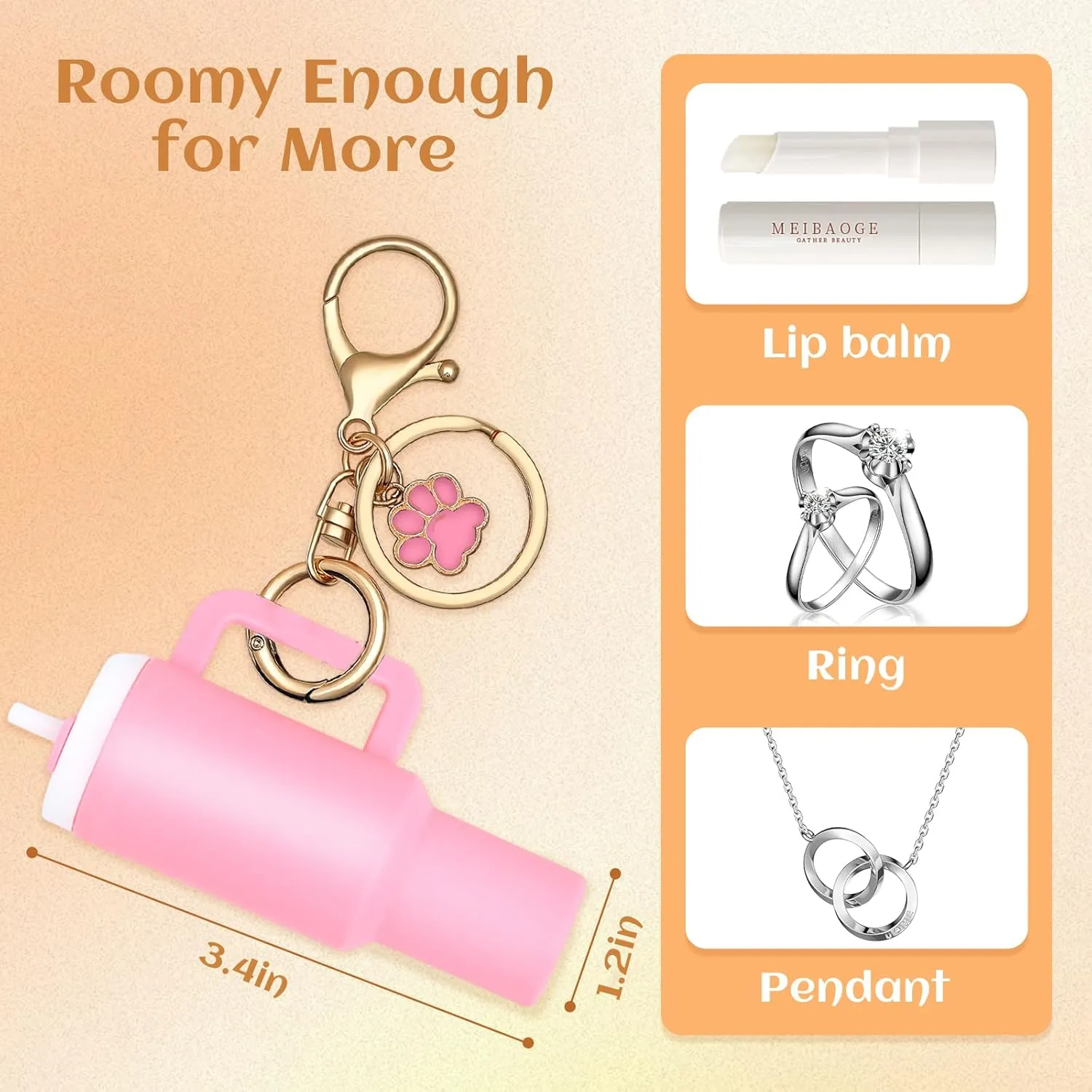 8pcs Mini Tumbler Keychain for Stanley Cup Cute Chapstick Holder Key Chain Charms Accessories for Women Backpack Bag